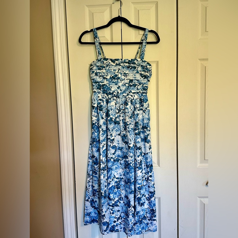 Abercrombie & Fitch Emerson Poplin Wide Strap Midi Dress